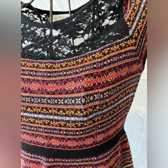 Anthropologie Sparrow Fair Isle Sweater Dress Lace Detail L - Picture 4 of 6